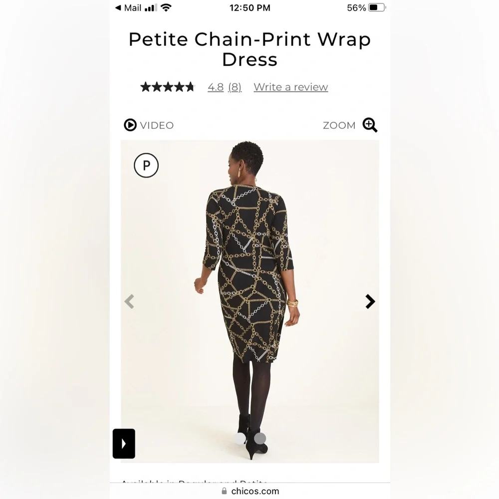 Chico’s Chain Print Wrap Dress - Picture 3 of 8